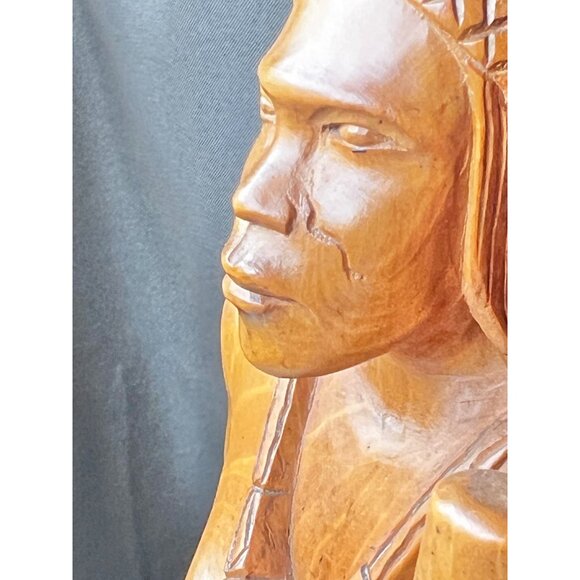 Hand-Carved Ifugao Female Wood Sculpture Narra Wood With Dog Figurine 13.5" Tall - Picture 12 of 14